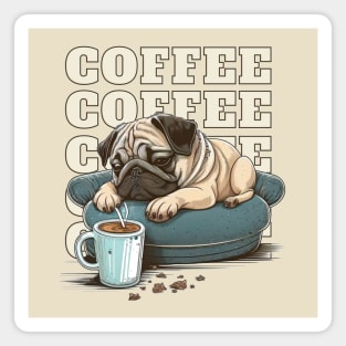 Pug With Coffee Magnet